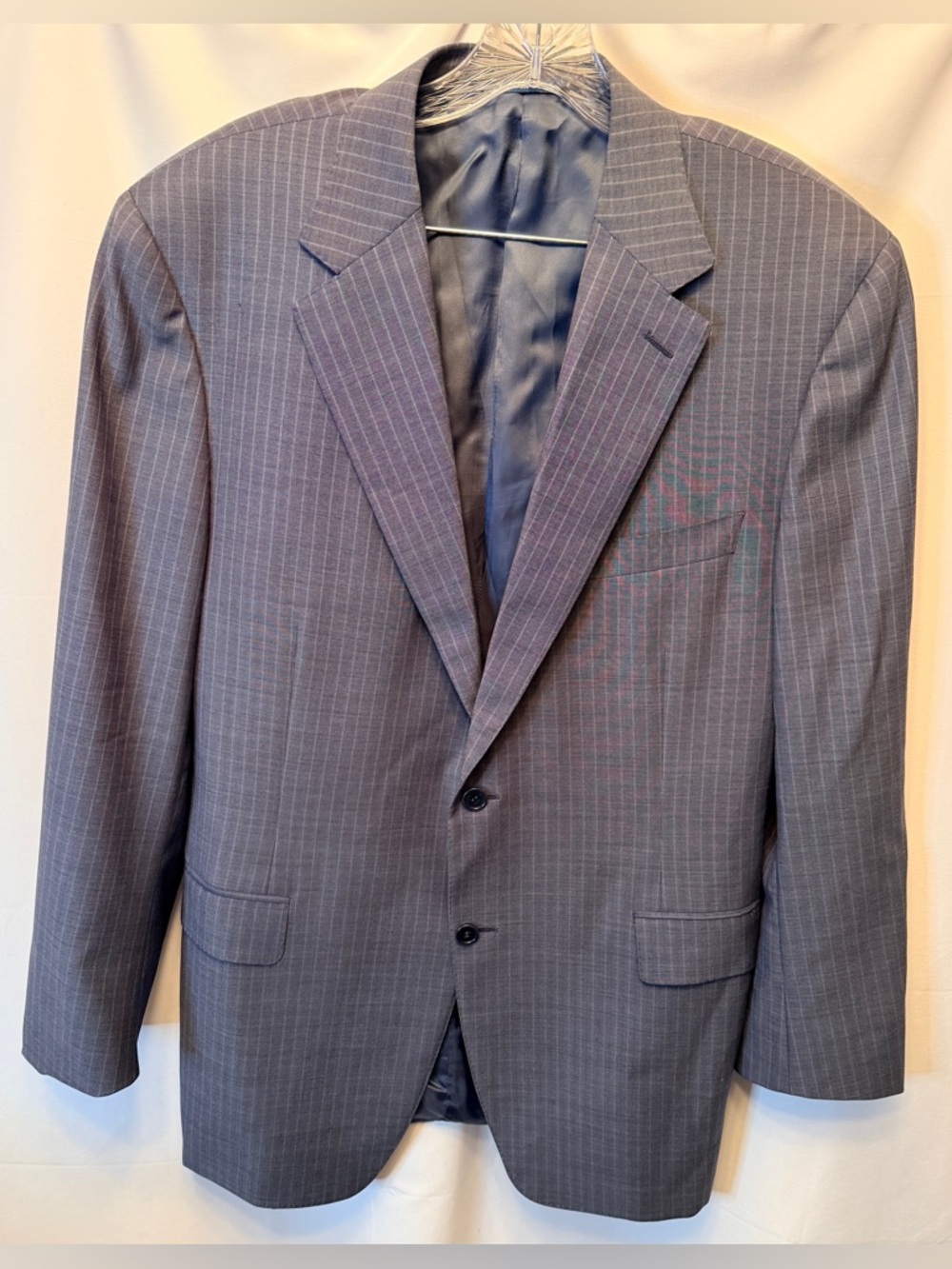 Canali Men’s 46R EU 56 Classic Blue Pinstripe Blazer Sportcoat 100% Wool Italian